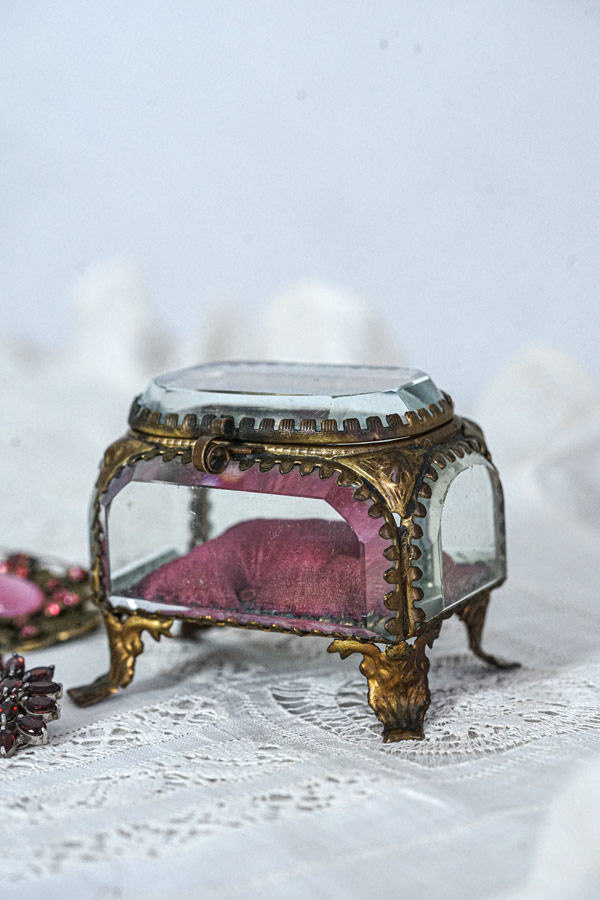 フランス1930sアンティークジュエリーケース フランスアンティークガラスのジュエリーケース19C後期頃 ga-997