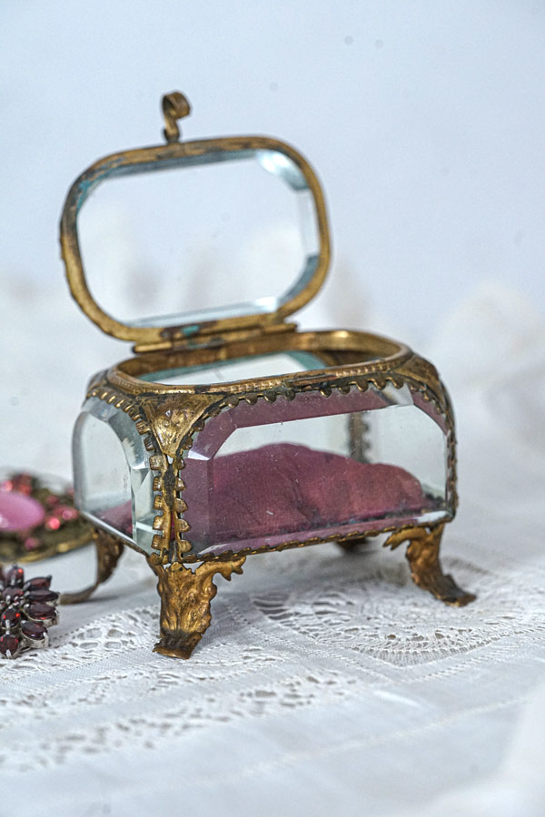 フランスアンティークガラスのジュエリーケース19C後期頃 ga-997の通販