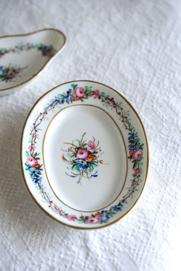 日本人気超絶の アンティークディネットハンドペイントのミニチュアプレート5枚 アンティーク雑貨