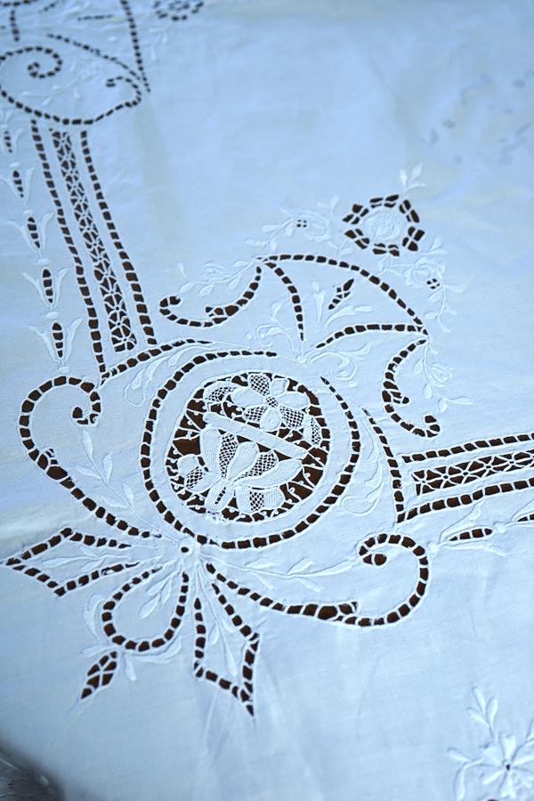 Vintage生成り　ハンドワークコットンフィレレース　フリークロス Vintage生成り ハンドワークコットンフィレレース フリークロス