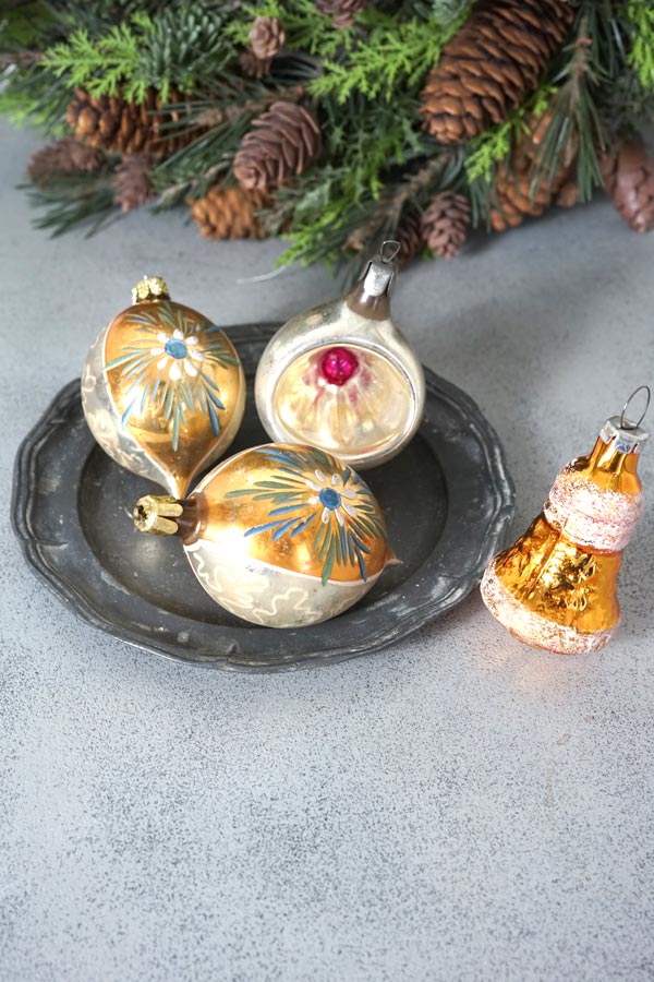 クリスマスオーナメント　アンティーク アンティーククリスマス薄ガラスオーナメントアソートセットE gx-641の