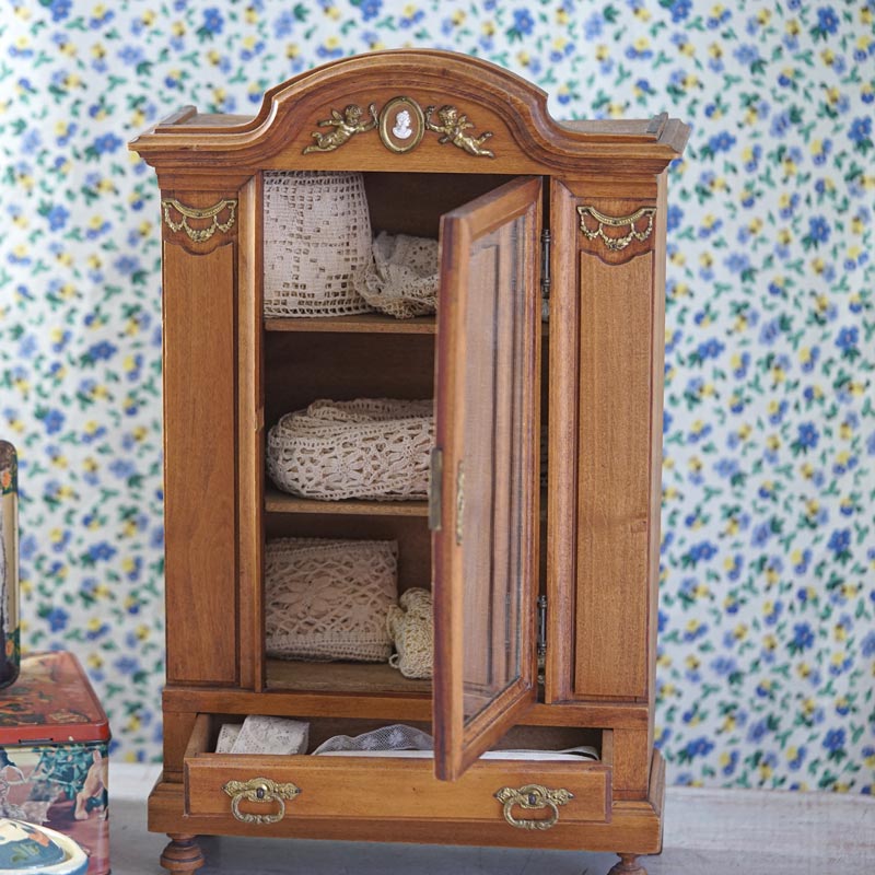 フランスアンティーク エンジェルとガーランドの飾りにミラー