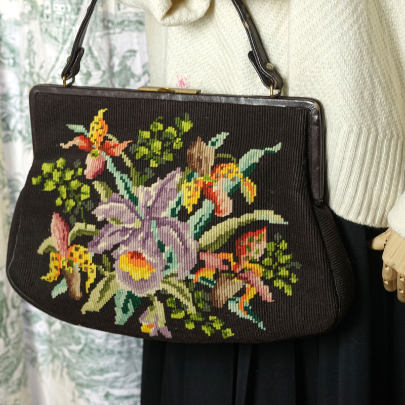 ウイーンのカトレアのニードルポイント刺繍の大きなバッグ gb-360の