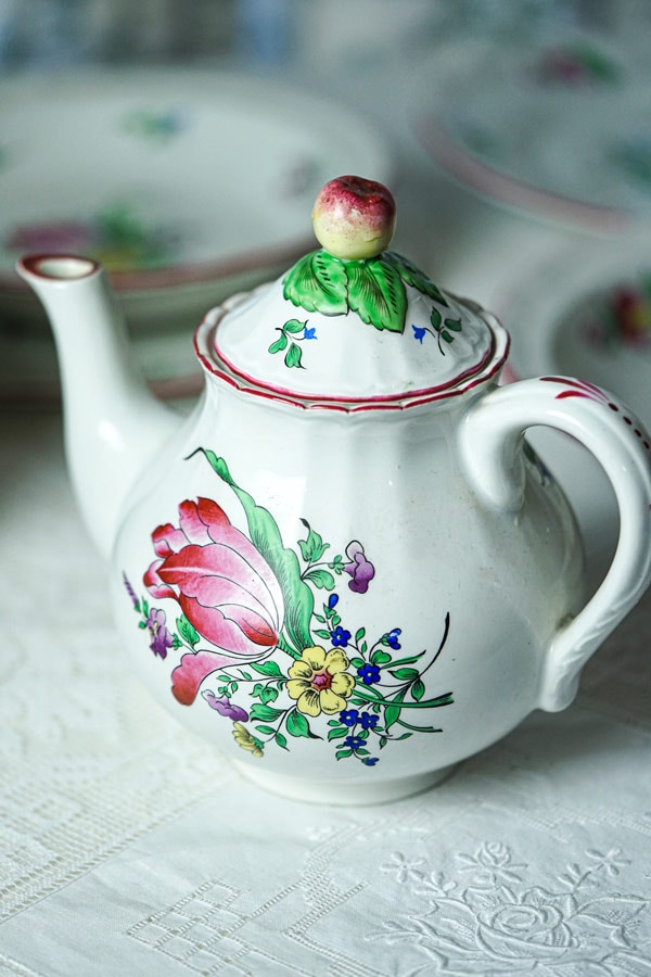 フランスのリュネビルK&Gの手描ボタニカルコーヒーポットW24×H20cm