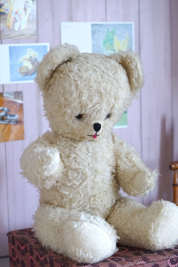 ヴィンテージフランスのミルク色のテディベア60cm 1960年代頃 gt