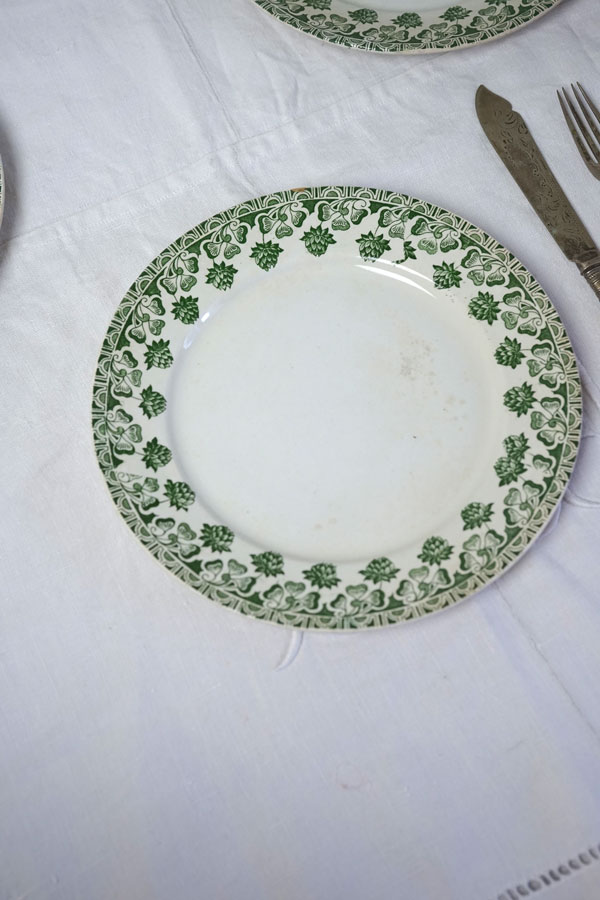 金継ぎ＋バドンヴィレのクローバBadonviller Trèfleデザート皿21cm gc