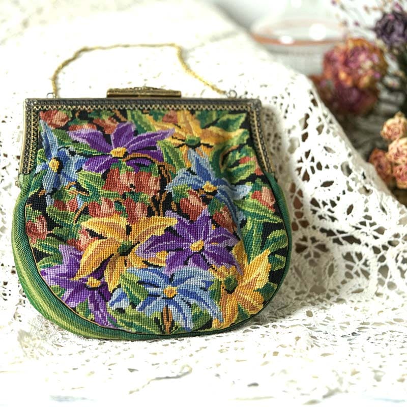 プチポワン アンティーク バッグ シルク