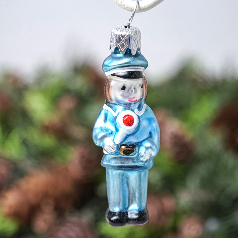 ポーランドのミニクリスマスガラスオーナメントbombkiポリスマン