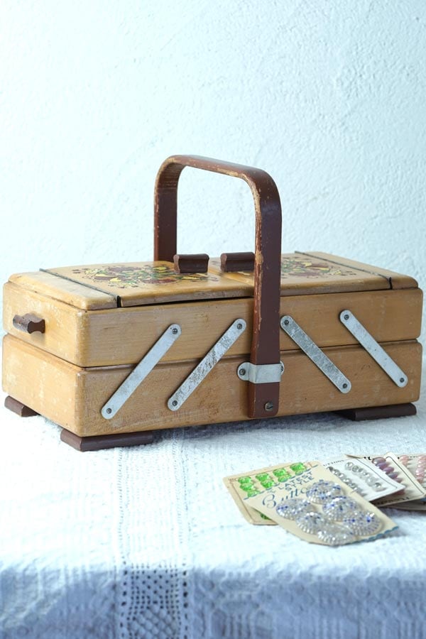 フランスのソーイングボックス35×17.5×14cm 1960年代頃 gs-1535の通販