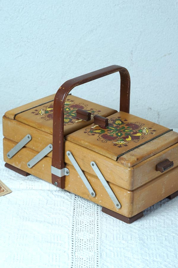 フランスのソーイングボックス35×17.5×14cm 1960年代頃 gs-1535