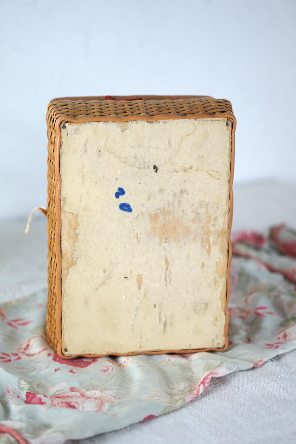フランスヴィンテージ藤のパニエのソーイングボックス29×21×13cm