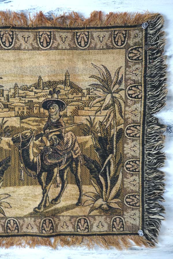 フランスのジャガード織のタペストリー アラビアの情景47×47cm gf-968