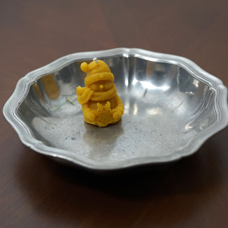 アンティーク】 エタン ピューター 錫の花リム深皿24.5cmと蜜蝋