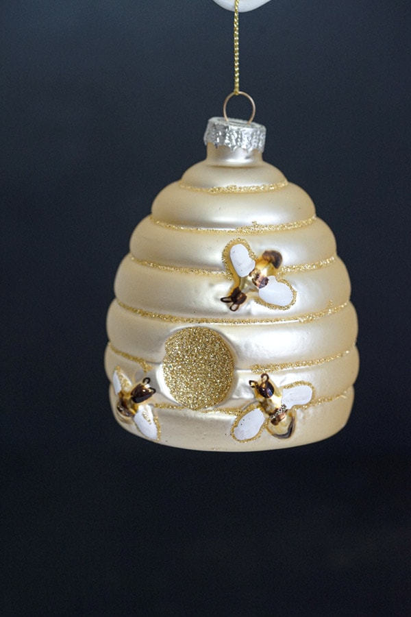 リバティクリスマスビーハイブBeehiveガラスオーナメントW7×H9cm gx