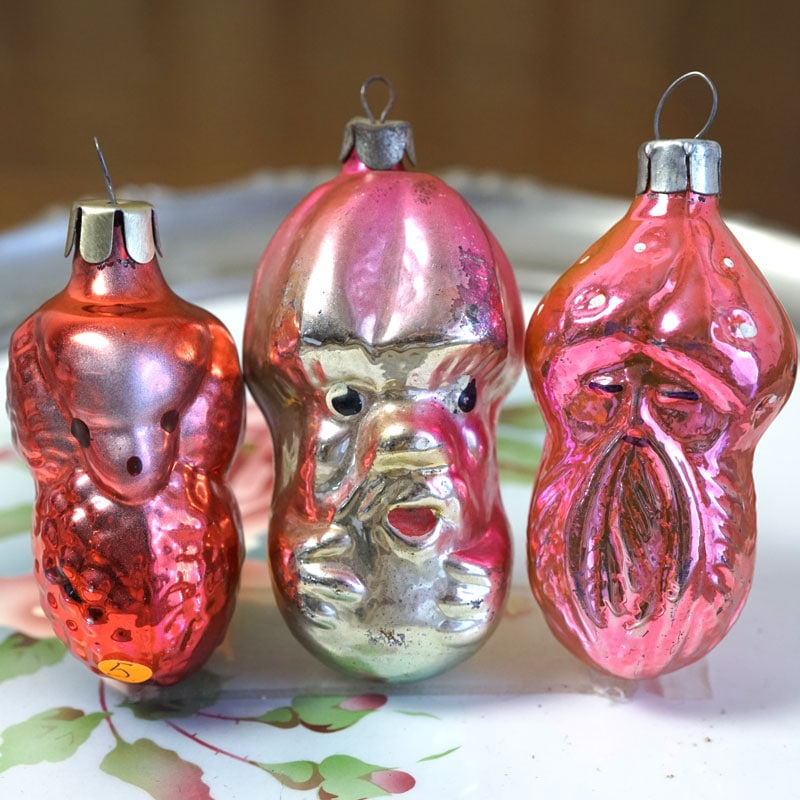 フランスアンティーク　ガラス・オーナメント アンティークマーキュリーガラスのオーナメントW6.5×H13cm gx-587の