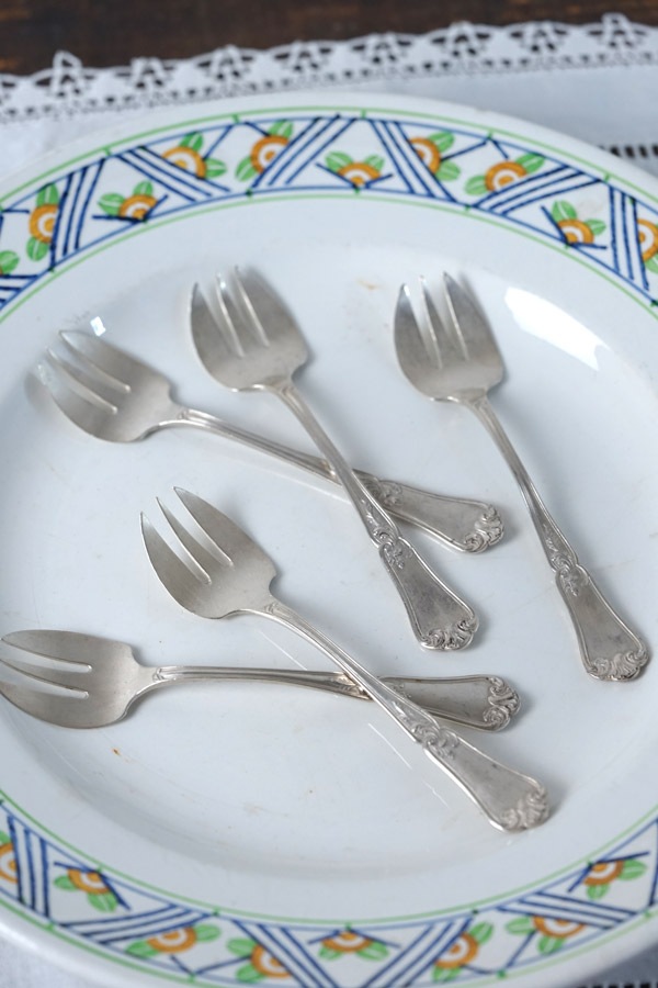 旬の牡蠣に添える！フランス製シルバープレート オイスターフォーク（5