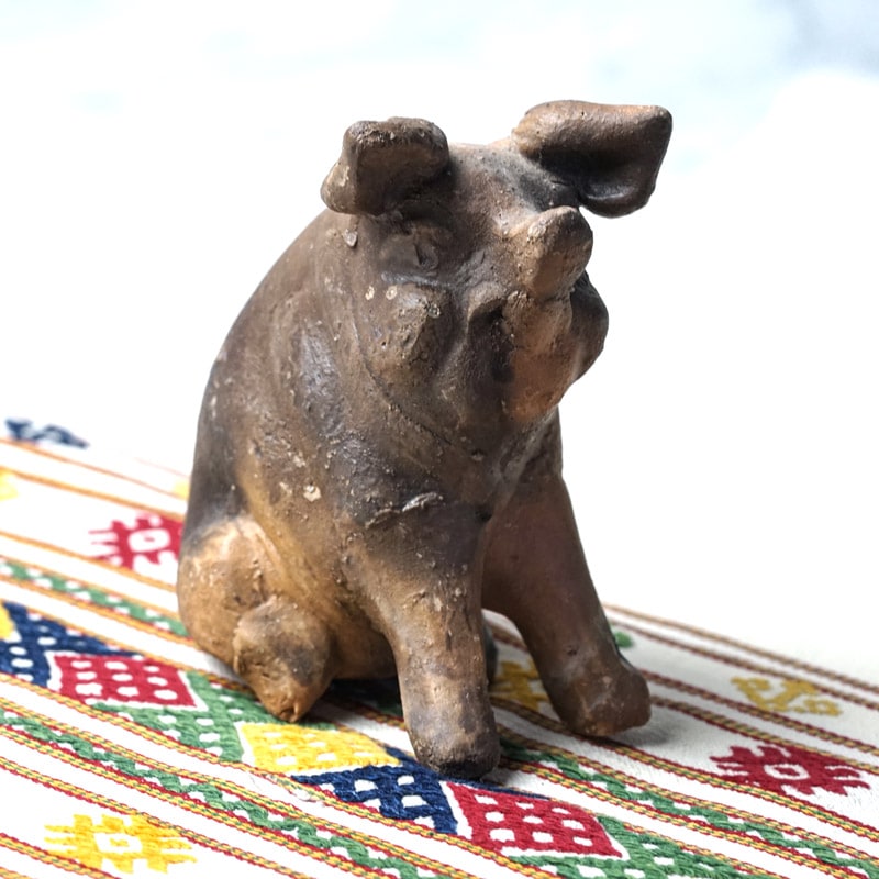 メキシコのミチュアカン焼きの豚の貯金箱W9.5×D6×H10.6cm gt-1137の