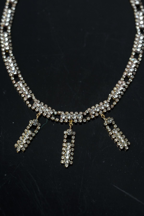 希少◆チェコ　ウランガラスヴィンテージネックレス◆Bijoux.M.G◆ワセリン チェコのヴィンテージガラスラインストーンのネックレス 1960