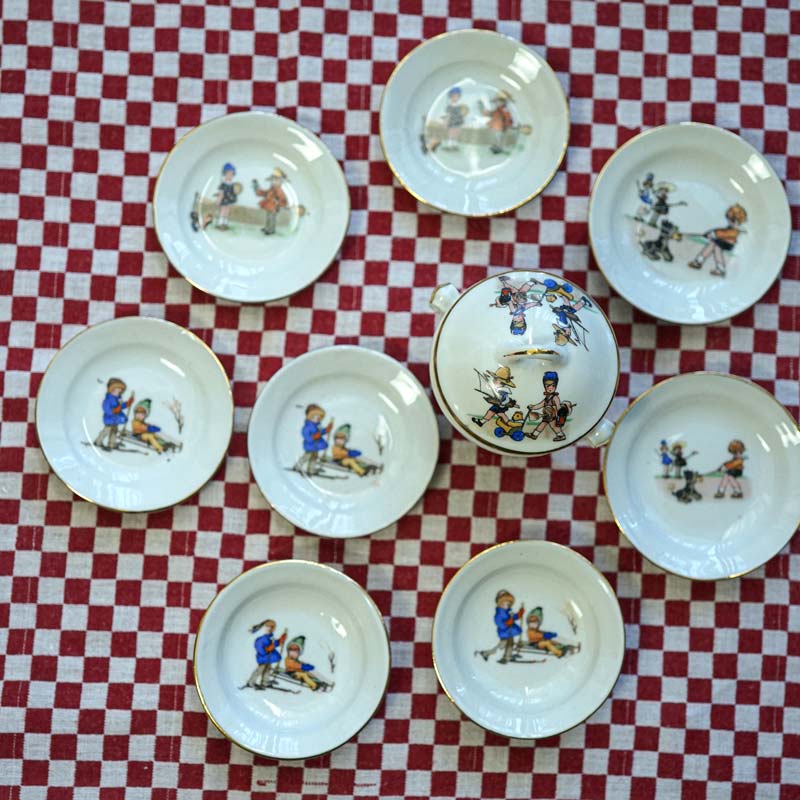 フランスアンティーク ディネット 小鳥のスーピエール＆プレート