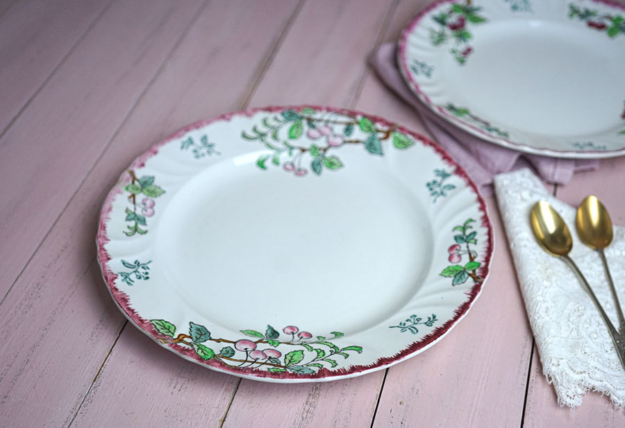 アンティーク32cm ロンウィ チェリーLongwy cherry 大皿 gc-1401の通販