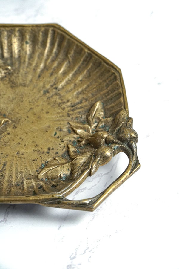 アンティークブロンズの薔薇のレリーフのトレー1870年代頃24×19