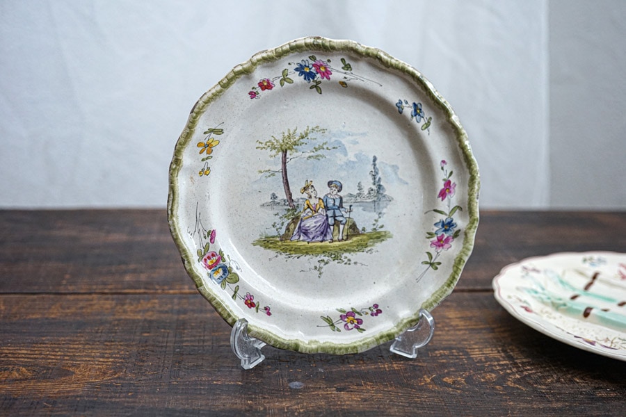 フランス アンティーク ファイアンス ハンドペイント プレート ２枚 2_000000014198.jpg?1685590797