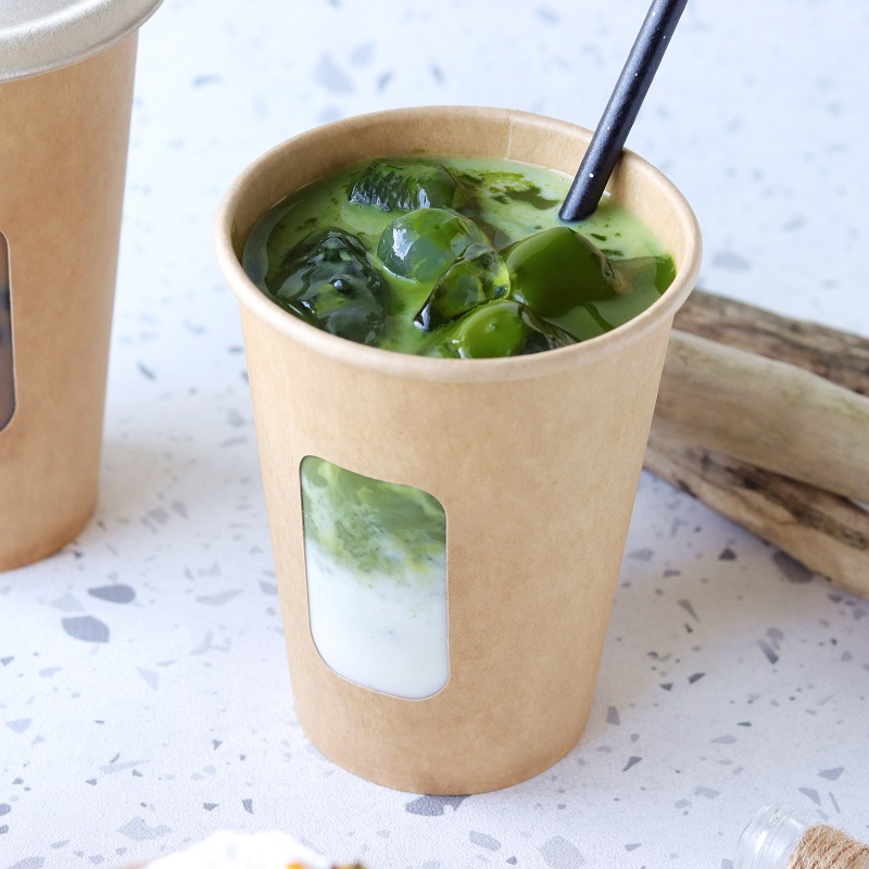 紙コップ・フタ　KMT-12窓有　ナチュラル