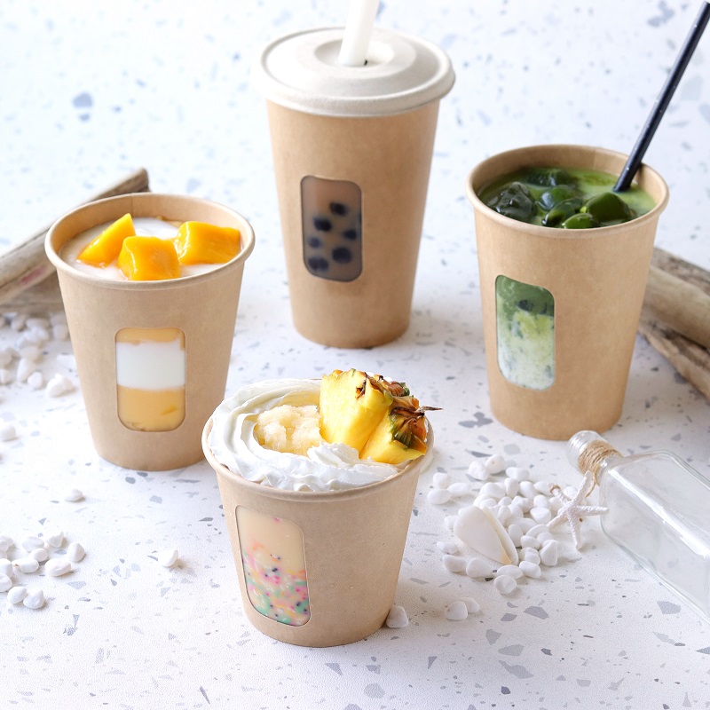 紙コップ・フタ KMT-16窓有 ナチュラル｜テイクアウト容器の通販Pakumo