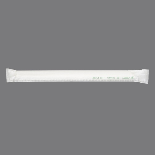 カトラリー　紙ストロー　12mm　斜口　白　単袋