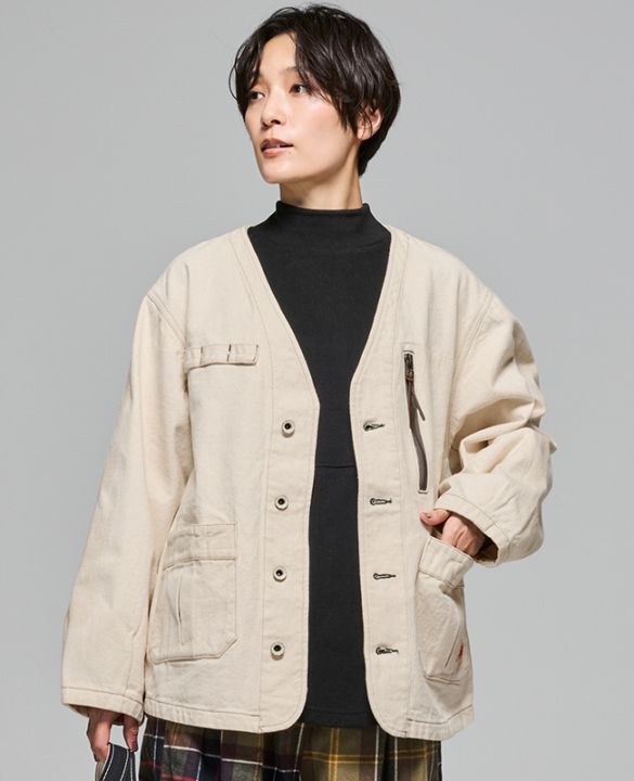 クリフメイヤー[公式] ノーカラーデニムジャケット LADYS W2514004