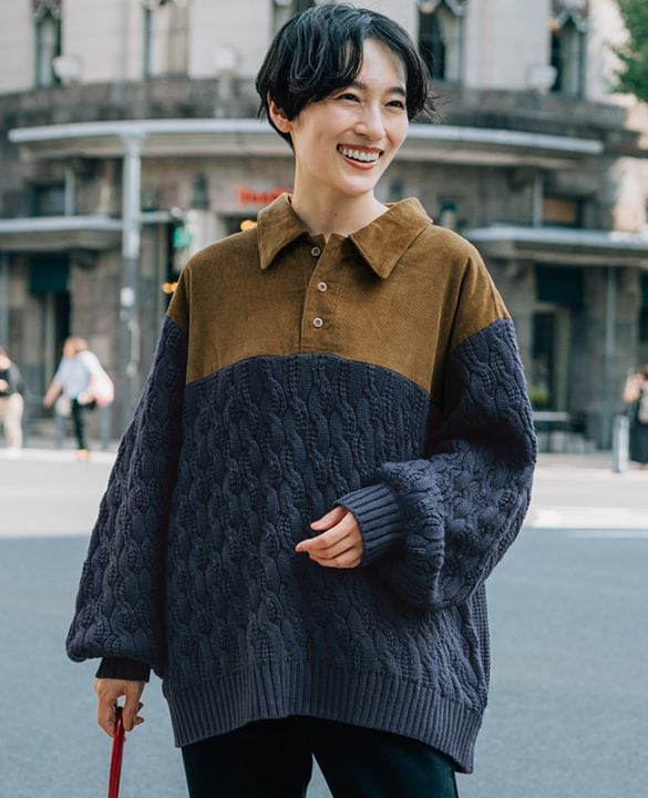 クリフメイヤー[公式] コーデュロイドッキングニット LADYS W2527100