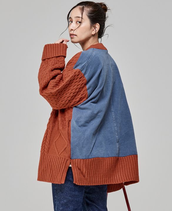 クリフメイヤー[公式] デニムドッキングカーデ LADYS W2527102