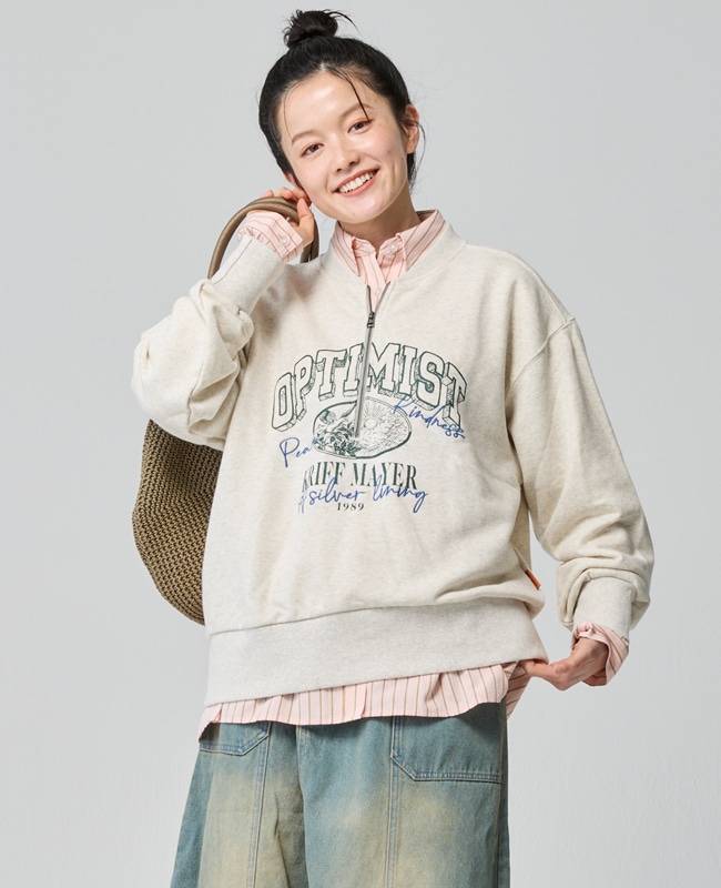 クリフメイヤー[公式] のび~る裏毛ハーフZIPスウェット LADYS W2537813