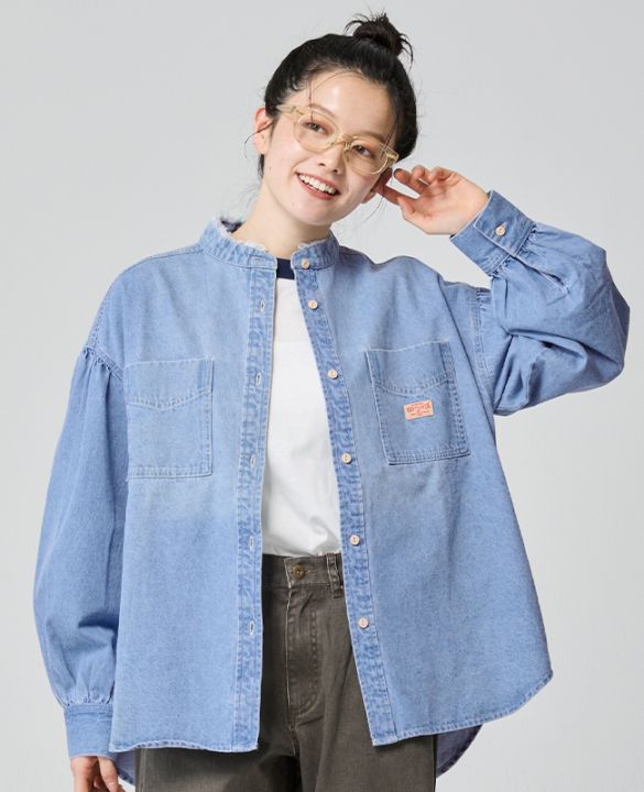 クリフメイヤー[公式] カットオフバンドカラーデニムシャツ LADYS W2535118