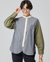 クリフメイヤー[公式] 異素材ミックスストライプシャツ LADYS W2535116