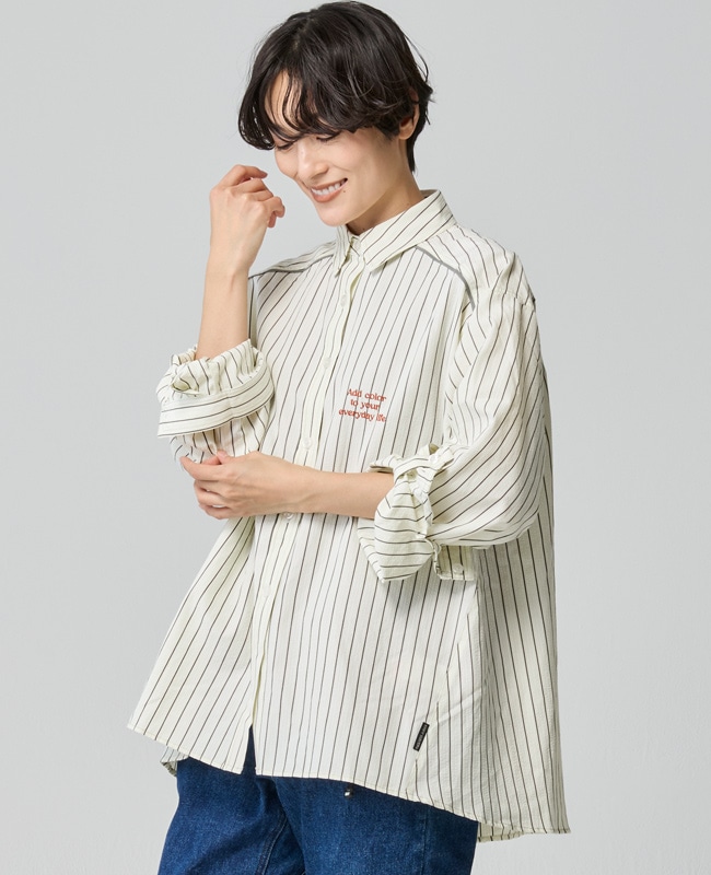 クリフメイヤー[公式] ロールアップストライプシャツ LADYS W2535119