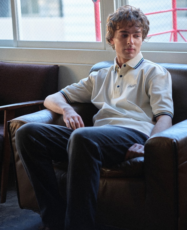 Bukta 速乾ラインリブ5分袖ポロシャツ MENS BU2545135