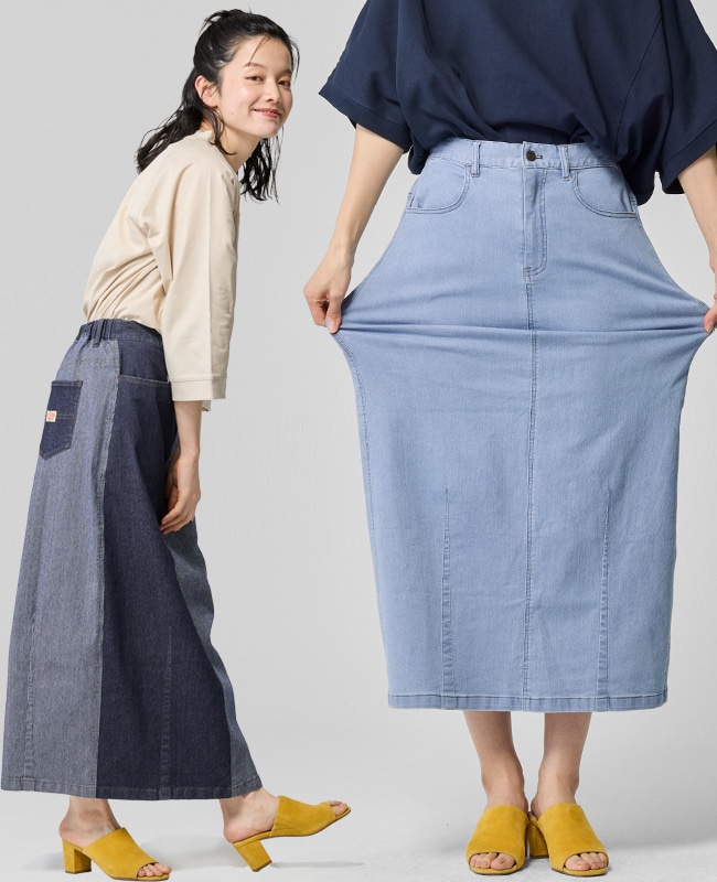 クリフメイヤー[公式] ストレッチデニムカーブスカート LADYS W2545124