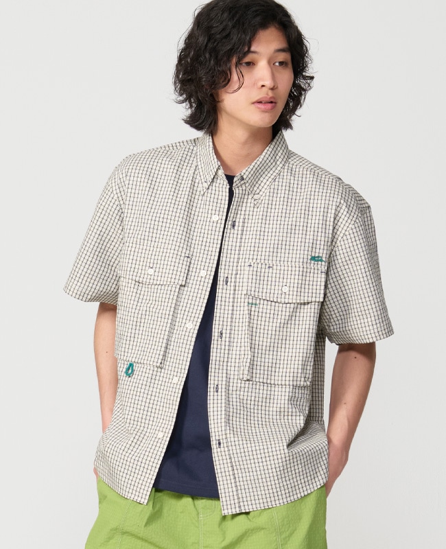クリフメイヤー[公式] シアサッカーチェック半袖シャツ MENS 2555101