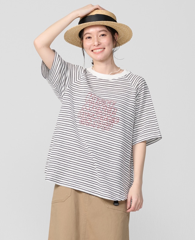 クリフメイヤー[公式] ボーダー5分袖刺繍T LADYS W2555119