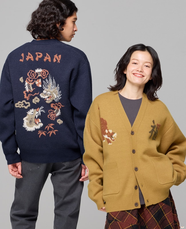 新品　モラビトブラン　カタログ掲載品変形カーディガン　羽織りニット¥47,300 クリフメイヤー[公式] もちのびニットカーデ(龍/虎) MENS LADYS