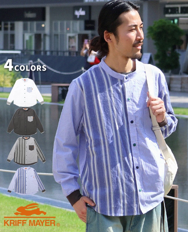 クリフメイヤー[公式] バンドカラー袖リブハッピーシャツ MENS 2537000