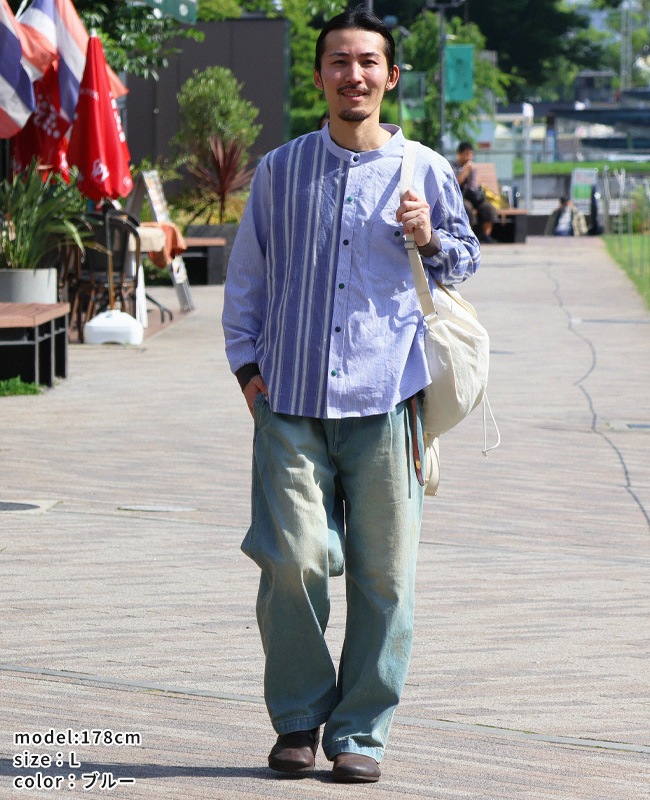 クリフメイヤー[公式] バンドカラー袖リブハッピーシャツ MENS 2537000