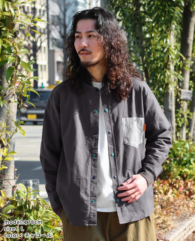 クリフメイヤー[公式] バンドカラー袖リブハッピーシャツ MENS 2537000