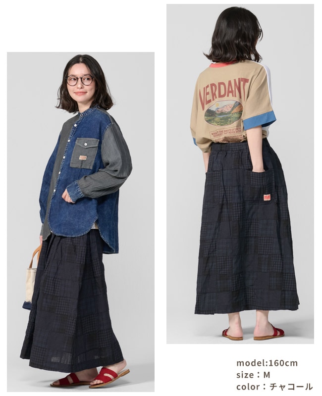美品 KENZO JAP パッチワークスカート M クリフメイヤー[公式] マドラスパッチワークスカート LADYS W2553105