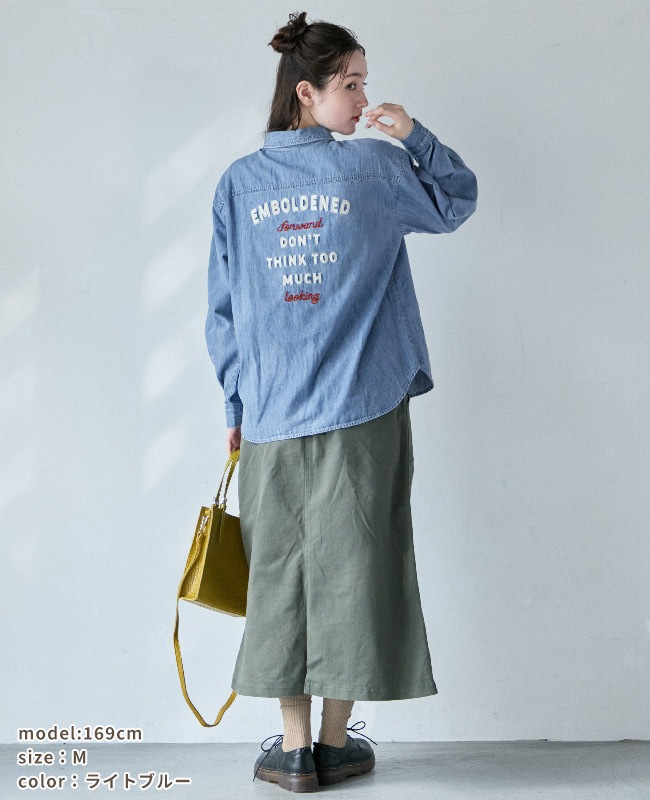 クリフメイヤー[公式] デニム刺繍シャツ LADYS W2514005