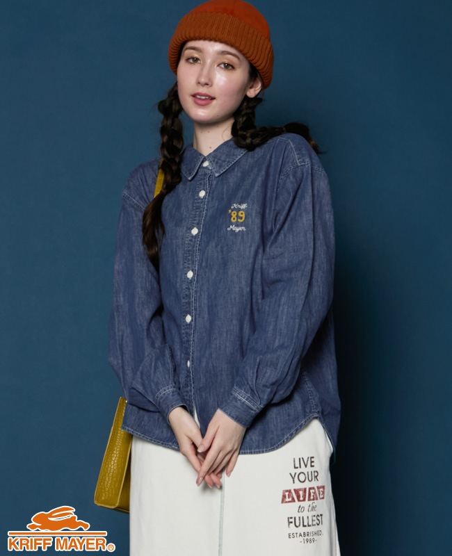 クリフメイヤー[公式] デニム刺繍シャツ LADYS W2514005