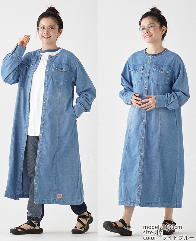 クリフメイヤー[公式] ノーカラーシャツワンピ LADYS W2434010