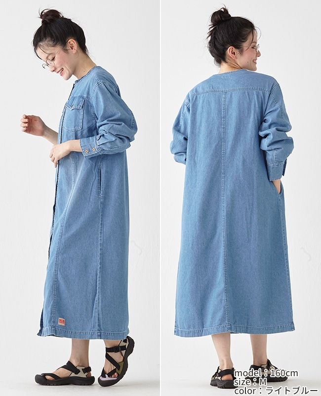 クリフメイヤー[公式] ノーカラーシャツワンピ LADYS W2434010