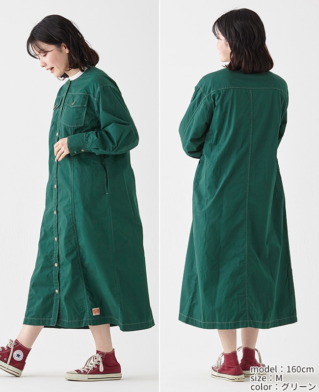 クリフメイヤー[公式] ノーカラーシャツワンピ LADYS W2434010